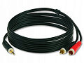 KLOTZ AY7-0300 аудиокабель 2 x RCA - стерео мини джек 3.5 мм, контакты позолочены, цвет чёрный, длина 3 метра