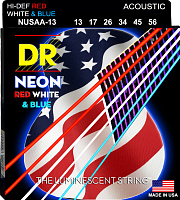 DR NUSAA-13 струны для акустической гитары, калибр 13-56, серия HI-DEF NEON™, обмотка фосфористая бронза, покрытие люминесцентное