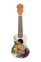 Bamboo BU-21 Spring укулеле сопрано с чехлом, рисунок "Весна" (цветы)