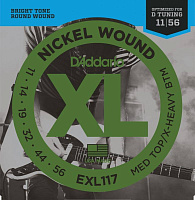 D'ADDARIO EXL117 струны для электрогитары, Medium Top/Extra Heavy Bottom, 11-56 подходят для пониженного строя