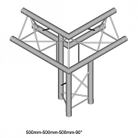 Dura Truss DT 23 C32-ULDL Узел стыковочный 3-х лучевой, 90гр, алюминиевый, сечение 220х220мм, длина сторон 500мм. Труба 35х2. Вес 3,0кг