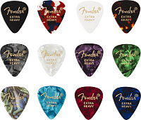 FENDER 351 Shape Celluloid Medley Extra Heavy (12) медиаторы, супержесткие, набор из 12 шт.