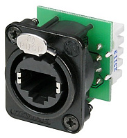 Neutrik NE8FDV-YK-B панельный разъем RJ45, вертикальная установка под зажим провода, черненый корпус