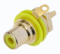 Neutrik NYS367-4 панельный разъем RCA, желтый изолятор, золоченые контакты