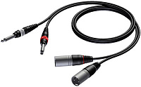 Procab CAB708/1.5 Кабель-переходник с двух разъемов Jack 6,3 мм моно на два разъема XLR (вилка-вилка), 1.5 м