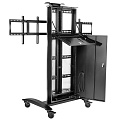 Peerless-AV SR555E Мобильная напольная стойка под ВКС, для 2-x ЖК-дисплеев (40"-55''). VESA (до 400х400). Полка для камеры 306х154 мм. Колеса Ø102 мм, фиксация задних колес. Кабель-канал. На тыловой стороне крепление для монитора VESA (100x100) 