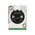 ROXTONE RE8FD5R Разъем RJ45 панельный, гнездо, тип-D, розетки соответствуют CAT5e стандарту TIA / EIA 568-C.2 и ISO / IEC1 1801, возможность использования разъема RJ45 и разъема RJ45 типа XLR
