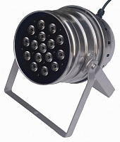 EURO DJ LED PAR 64-9W/25   Светодиодный прожектор, RGB, 16 светодиодов мощностью 9 Вт (3-в-1), угол раскрытия луча 25°, LED-дисплей, звуковая активация, авто, Master/Slave, DMX-512