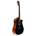 ROCKDALE Aurora D3-E Gloss C BK электроакустическая гитара дредноут с вырезом, цвет черный, глянцевое покрытие