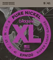 D'ADDARIO EPN120 струны для электрогитары Super Light, чистый никель, 9-41