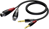 Procab CLA707/3 Аудиокабель 2х XLR 3 pin (розетка) 2х Jack 6,3 мм моно (вилка), 3 м