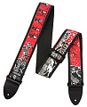 DUNLOP D38-40RB Rockabilly 2" Ремeнь гитарный, жаккард, красный с черно-белым рисунком гитары и ноты