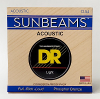 DR RCA-12 струны для акустической гитары, калибр 12-54, серия SUNBEAM™, обмотка фосфористая бронза, покрытия нет