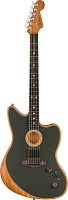 FENDER American Acoustasonic Jazzmaster Tungsten моделирующая полуакустическая гитара, цвет черный, чехол в комплекте