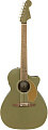 FENDER Newporter Player Olive Satin электроакустическая гитара, цвет зеленый