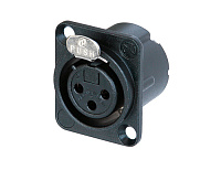Neutrik NC3FD-LX-HA-BAG панельный разъем XLR female с дополнительной защитой от RF помех, 3 pin, обжимные контакты, черненый корпус
