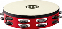 MEINL TAH2BK-R-TF  тамбурин 10", мембрана - синтетика, 2 ряда джинглов из черной стали, корпус - дерево, цвет красный