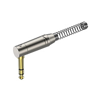 ROXTONE RJ3RPP-NG Разъем JACK 6.3 мм Stereo Male угловой с пружиной, цвет серебро, покрытие контактов золото, максимальный диаметр кабеля 7 мм с пружиной, 8.5 мм без пружины