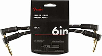 FENDER DELXUE 6" CABLE BTWD 2 PACK комплект патч-кабелей (2 шт.), 6'" черный твид