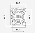 ROXTONE RE8FD5H Разъем RJ45 панельный, гнездо, тип-D, розетки соответствуют CAT5e стандарту TIA / EIA 568-C.2 и ISO / IEC1 1801, возможность использования разъема RJ45 и разъема RJ45 типа XLR