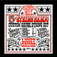 Ernie Ball 2312 струны для 5-струнного банджо Stainless Steel Light, 9-11-13-20w-9