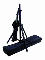 Omnitronic Speaker stand BASIC 2 Стойки для акустических систем (комплект из двух штук), c чехлами. Номинальная нагрузка 15 кг. Минимальная высота 0,64 м. Максимальная высота 1,72 м (блокировка выдвижной штанги цепью). Материал - сталь, чёрное покрытие. В
