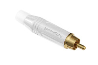 Amphenol ACPR-WHT Кабельный разъем RCA, серия M, штекер, белый, позолоченные контакты