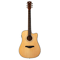 ROCKDALE Aurora D5-E Gloss C NAT электроакустическая гитара дредноут с вырезом, цвет натуральный, глянцевое покрытие