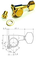 Gotoh SG381-MG-07-G-(L6) колки локовые, автозажим, 6 в линию, gold; schaller style