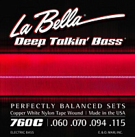 LA BELLA 760C-B струны для бас-гитары (060-070-094-115-135), обмотка: нейлон на медной подкладке, серия Deep Talking Bass