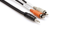 HOSA CMR-203  Кабель стерео miniJack 1/8" - 2x RCA, 1 м, пластиковые разъемы, разделяет стерео сигнал на два канала