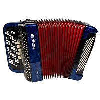 HOHNER Nova III 96 (A4274) dark blue  кнопочный аккордеон 7/8, трехголосный, в правой клавиатуре 72 кнопки, 5 регистров, в левой клавиатуре 96 басов, 3 регистра, цвет синий, B-stepped, вес 7.6 кг