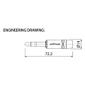 ROXTONE RJ3PP-NS-BN Разъем Jack  1/4" стерео,  размеры 72.2х14 мм, макс. диаметр кабеля 6.5 мм, цвет черный