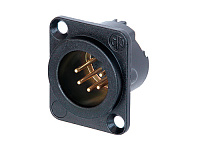 Neutrik NC5MD-LX-B Разъем XLR панельный, 5 контактов, штекер, тип-D, доп. защита от РЧ, черный, позолоченные контакты