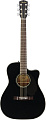 FENDER CC-60SCE BLK WN электроакустическая гитара, топ массив ели, накладка орех, цвет черный
