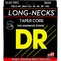 DR TMLH-45 струны для 4-струнной бас-гитары, калибр 45-100, серия LONG NECKS™, обмотка нержавеющая сталь, покрытия нет
