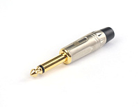 AuraSonics JMA2-G кабельный разъем Jack 6.3 мм TS (моно) штекер, цвет матовый никель, до 50 В