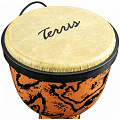 TERRIS DPC-08 URBAN Dune  джембе, пластик, 8" (20 см) х 16" (40 см), оранжевый с черным