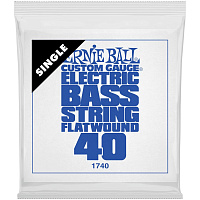 ERNIE BALL 1740 одиночная струна для бас-гитары. Сталь, Flat Wound, калибр .040