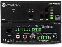 ATLONA AT-GAIN-60 Усилитель 60 Вт, 4/8 Ом x2, 24 В/70 В/100 В x1, Plenum Rated