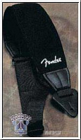 FENDER BLACK STRAP/GREY LOGO ремень для гитары, нейлон, цвет черный, серый логотип