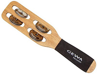 GEWA JINGLE STICK Джингл стик, корпус сиамский дуб, резиновая ручка, хромированные бубенцы