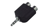 NordFolk NCA5334  переходник 2 х RCA female  3.5 мм stereo Jack (TRS), пластик 