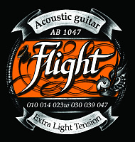 FLIGHT AB1047 струны для акустической гитары, 10-47, натяжение Extra Light, обмотка фосфорная бронза
