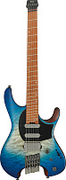 IBANEZ QX54QM-BSM безголовая электрогитара, 6 струн, SSH, наклонные лады, цвет синий берст