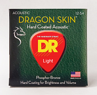 DR DSA-12 струны для акустической гитары, калибр 12-54, серия DRAGON SKIN™, обмотка фосфористая бронза, покрытие есть