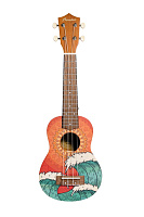 Bamboo BU-21 Orange Wave укулеле сопрано с чехлом, рисунок "Волны"
