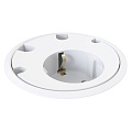 Kondator 935-PD10W Встраиваемая розетка с 4 отверстиями для кабелей. 2 отверстия 7 мм, 2 отверстия 9,5 мм. Размеры (ØxВ) 83х51 мм. Монтажное отверстие (диаметр) 79 мм. Длина кабеля питания 1,25 м. Цвет белый