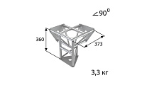 IMLIGHT T28/31-33 Стыковочный узел для 3-х ферм под 90°, d28х2 / d16х2 мм. Крепежный размер 155 мм, М10