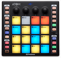 PreSonus ATOM USB-контролер для управления виртуальными инструментами, 16 PAD с посленажатием,4 энкодера, 20 назначаемых кнопок, 8 банков, Note Repeat